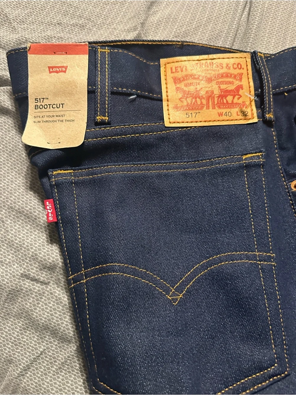 Levi's 517 Bootcut Jeans — Dark Indigo with Yellow Stitching